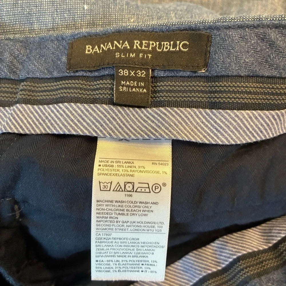 Nwot Banana Republic Slim Fit Performance Linen Pants 38x32 Staple Capsule Work